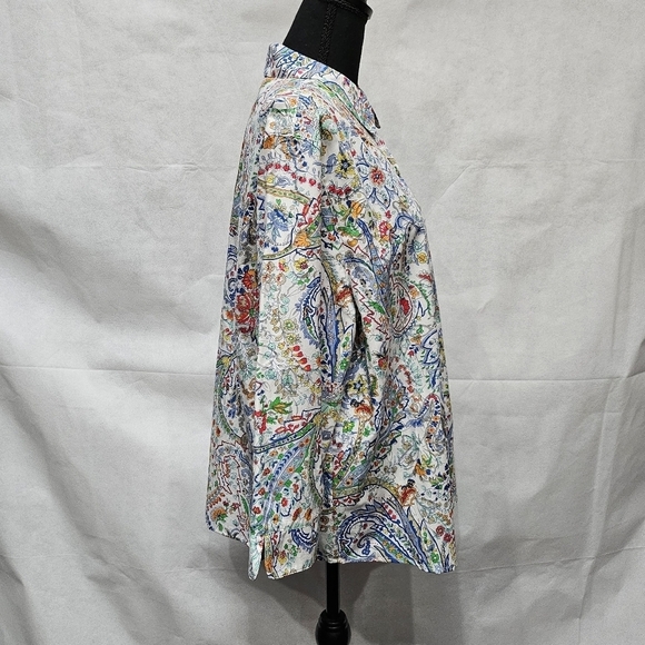 Alfred Dunner Floral Semi Sheer Cut Out Snap Up Shirt Size 18 - Picture 5 of 8